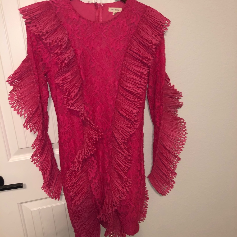 pink dress with ruffle